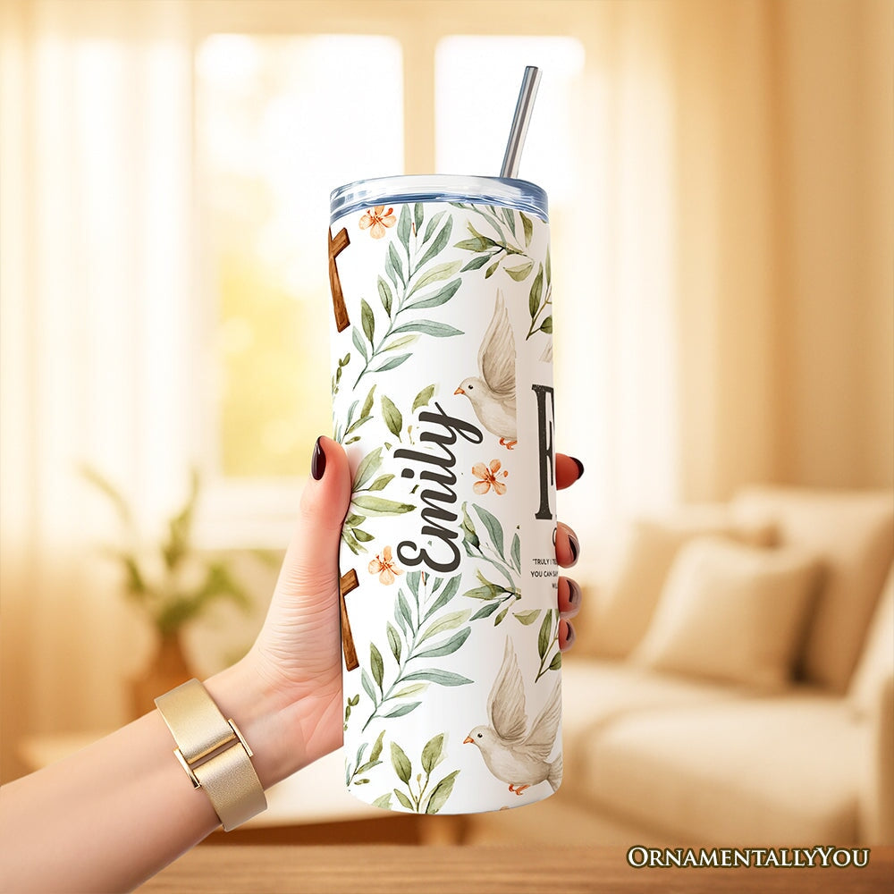 Faith Matthew 17:20 Personalized 20oz Tumbler with Straw & Lid
