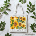 Find Me Among the Sunflowers Floral Canvas Tote Bag, Boho Gift