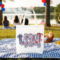 Floral USA Patriotic Canvas Tote Bag - Red, White and Blue Shopper