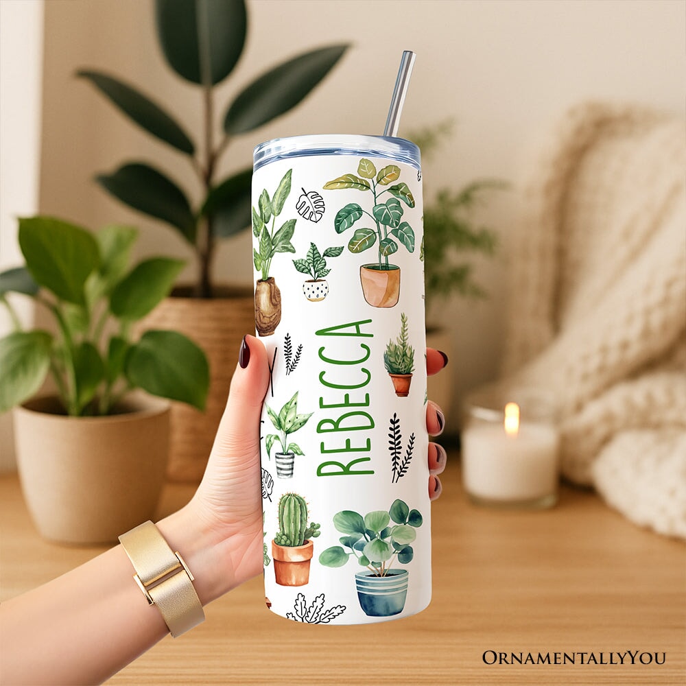 Personalized Botanical 20oz Stainless Steel Tumbler, Floral Gift