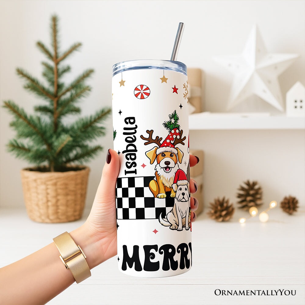 Funny Merry Woofmas Personalized 20oz Tumbler with Straw