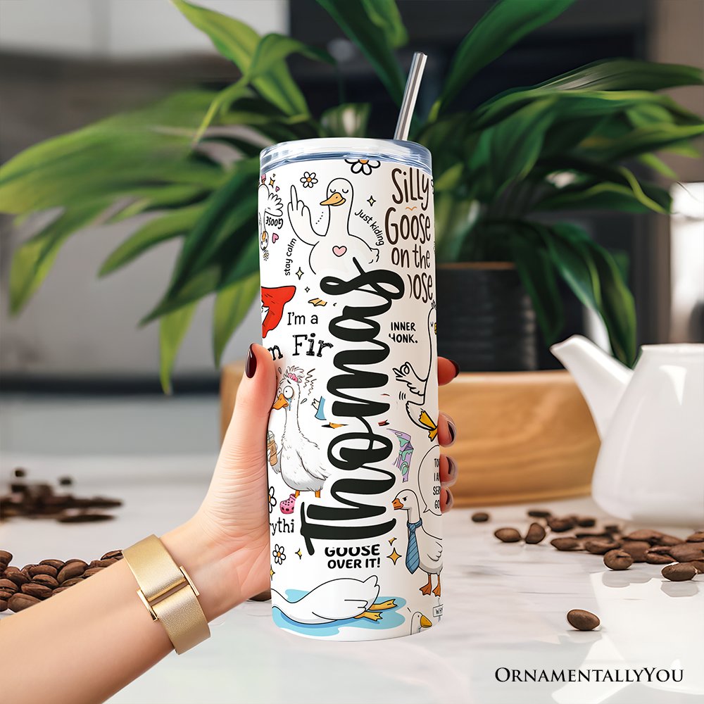 Funny Silly Goose 20oz Tumbler with Lid and Stainless Straw