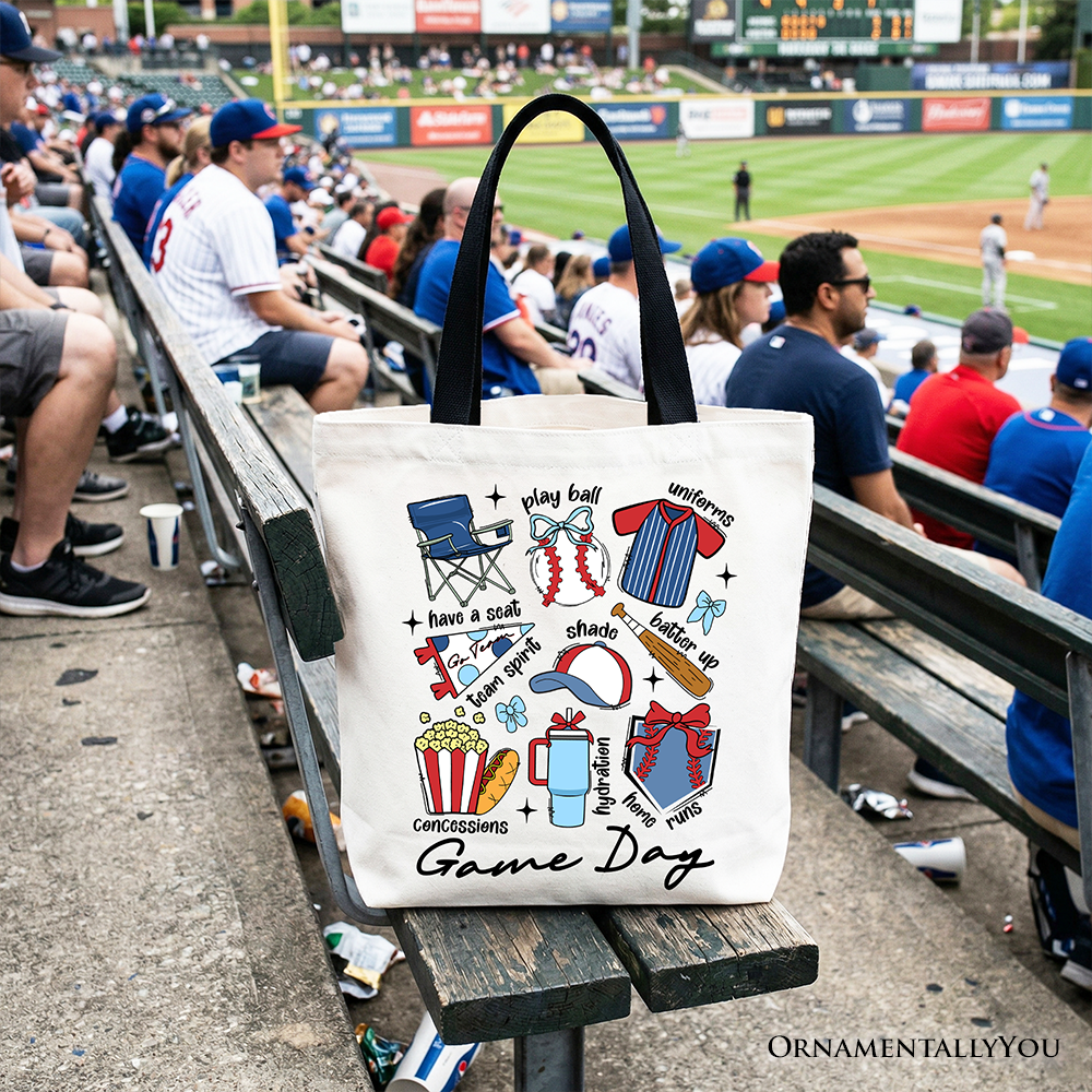 Game Day Baseball Tote Bag, Sports Fan Gift Shopper