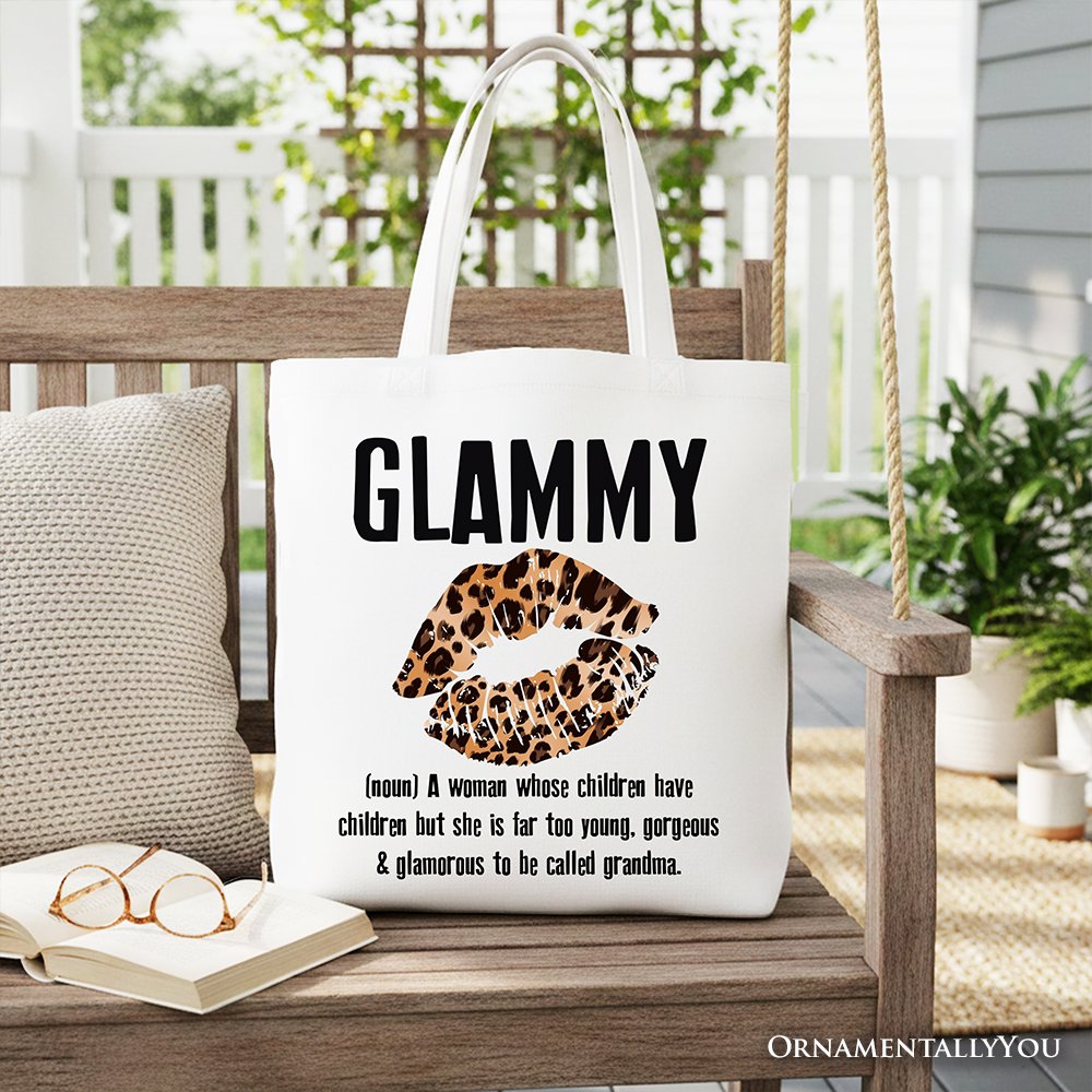 Glammy Leopard Lips Canvas Tote Bag, Whimsical Coquette Shopper