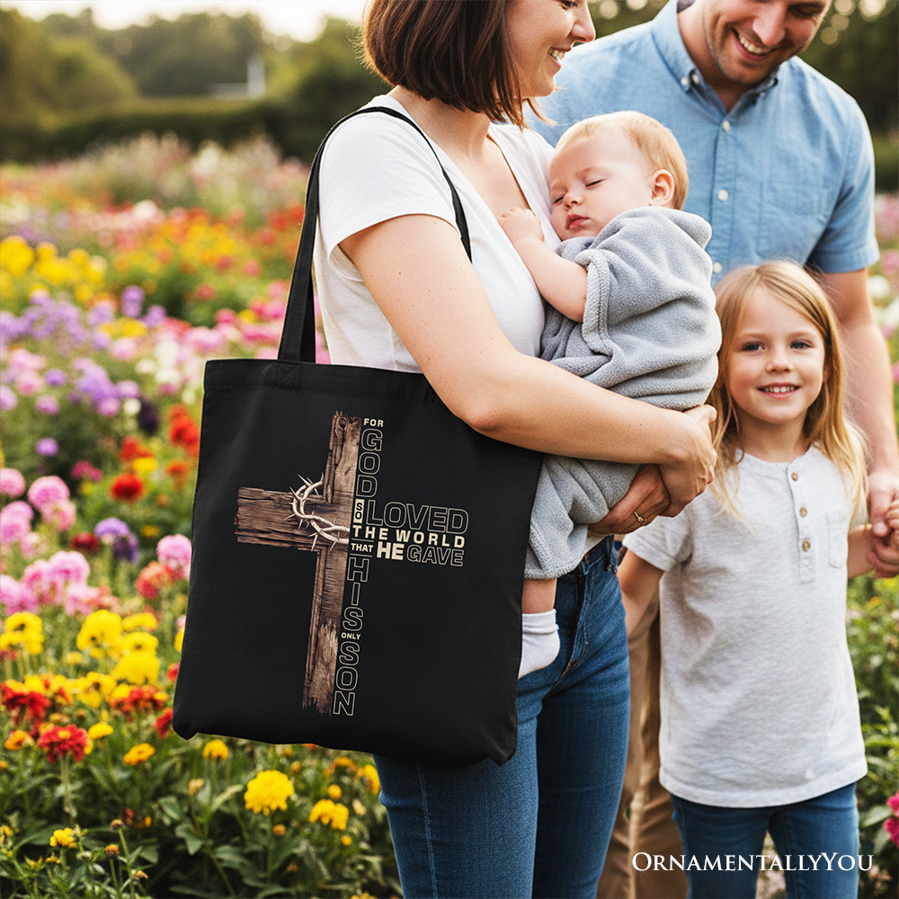 John 3:16 Cross Tote Bag - Faith-Based Inspirational Gift