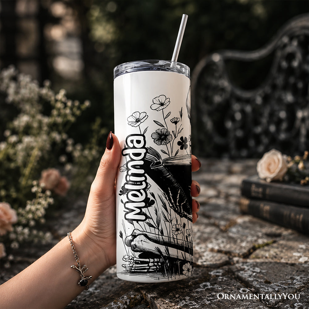 Gothic Reading Skeleton 20oz Stainless Steel Travel Tumbler