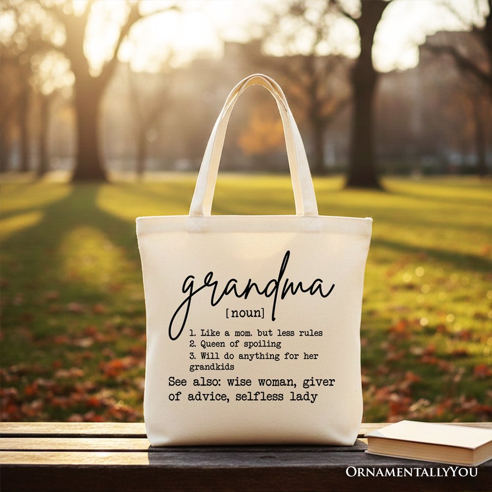 Grandma Definition Canvas Tote Bag, Minimalist Nana Gift Shopper