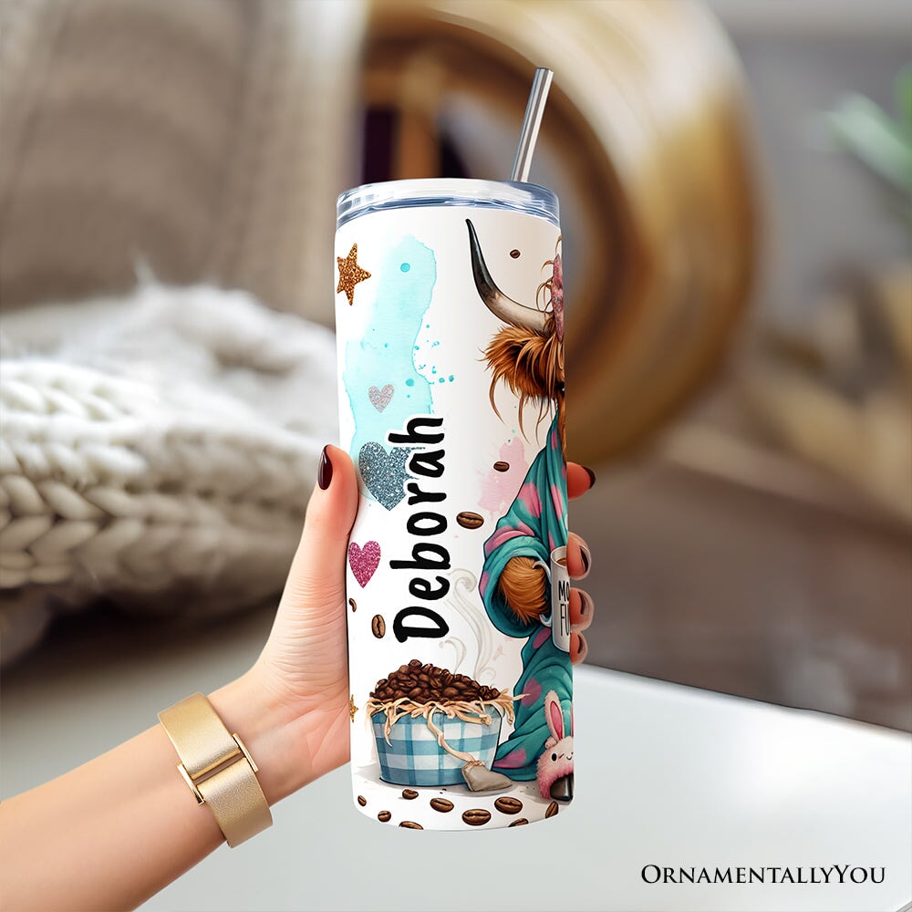 Highland Cow 20oz Personalized Tumbler - Sarcastic Motherhood Gift