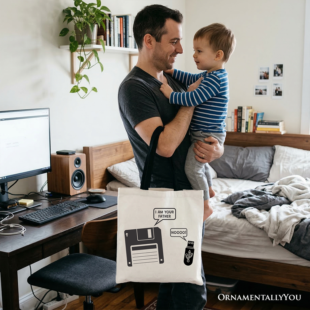 I Am Your Father Floppy Disk Tote Bag, Geek Culture Nerd Gift