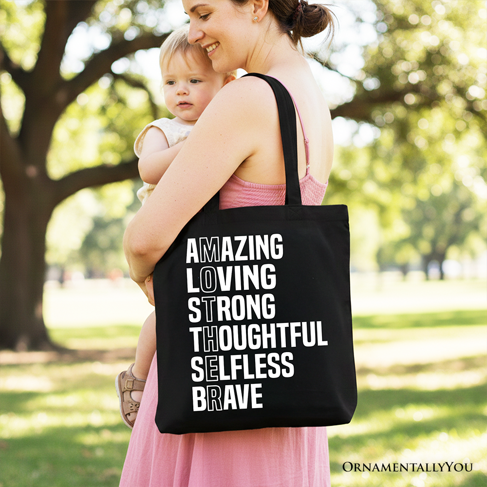 Inspirational Mom Cotton Tote Bag - Brave & Thoughtful Gift