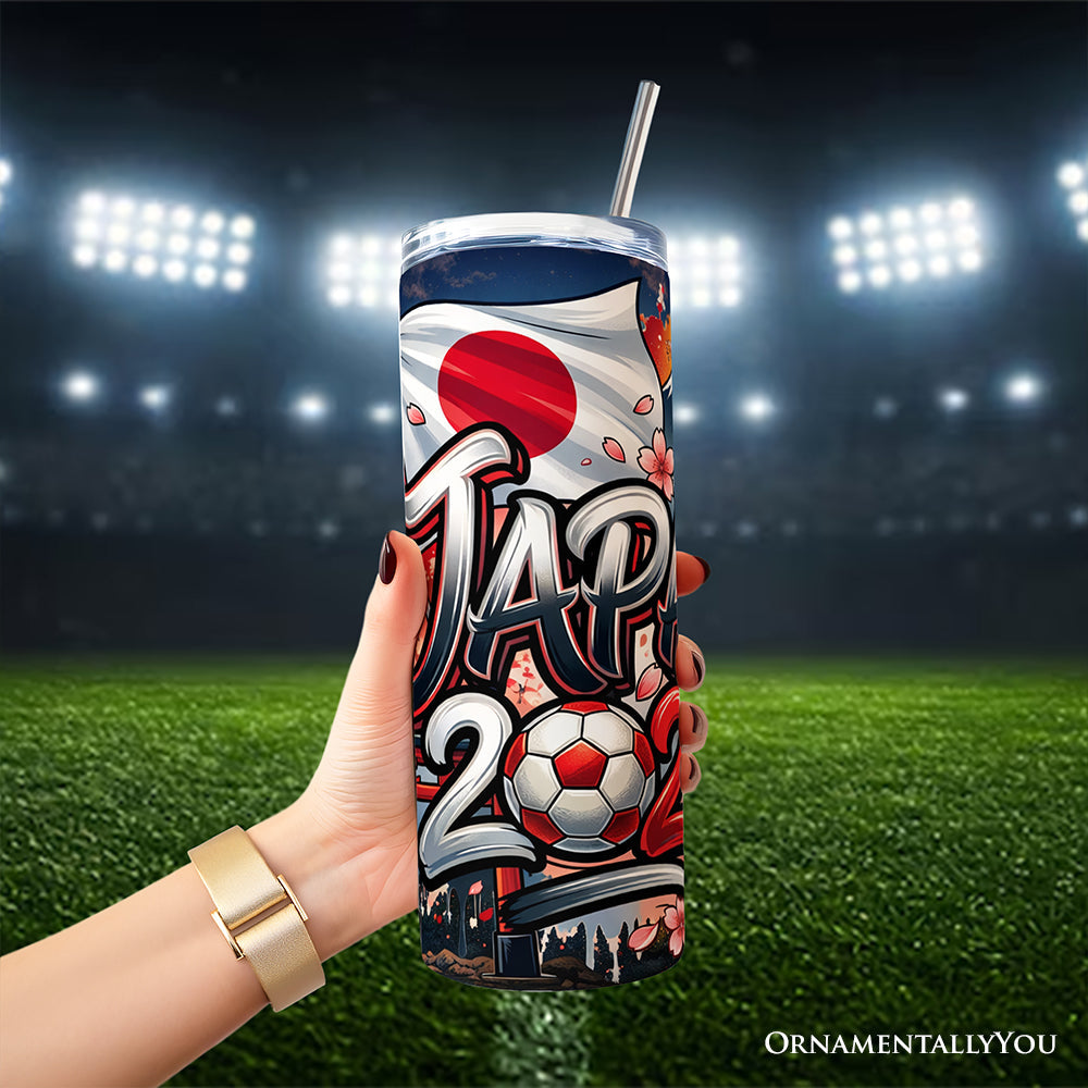 Japan 2026 Soccer Cup 20oz Stainless Steel Tumbler, Sporty Travel Cup
