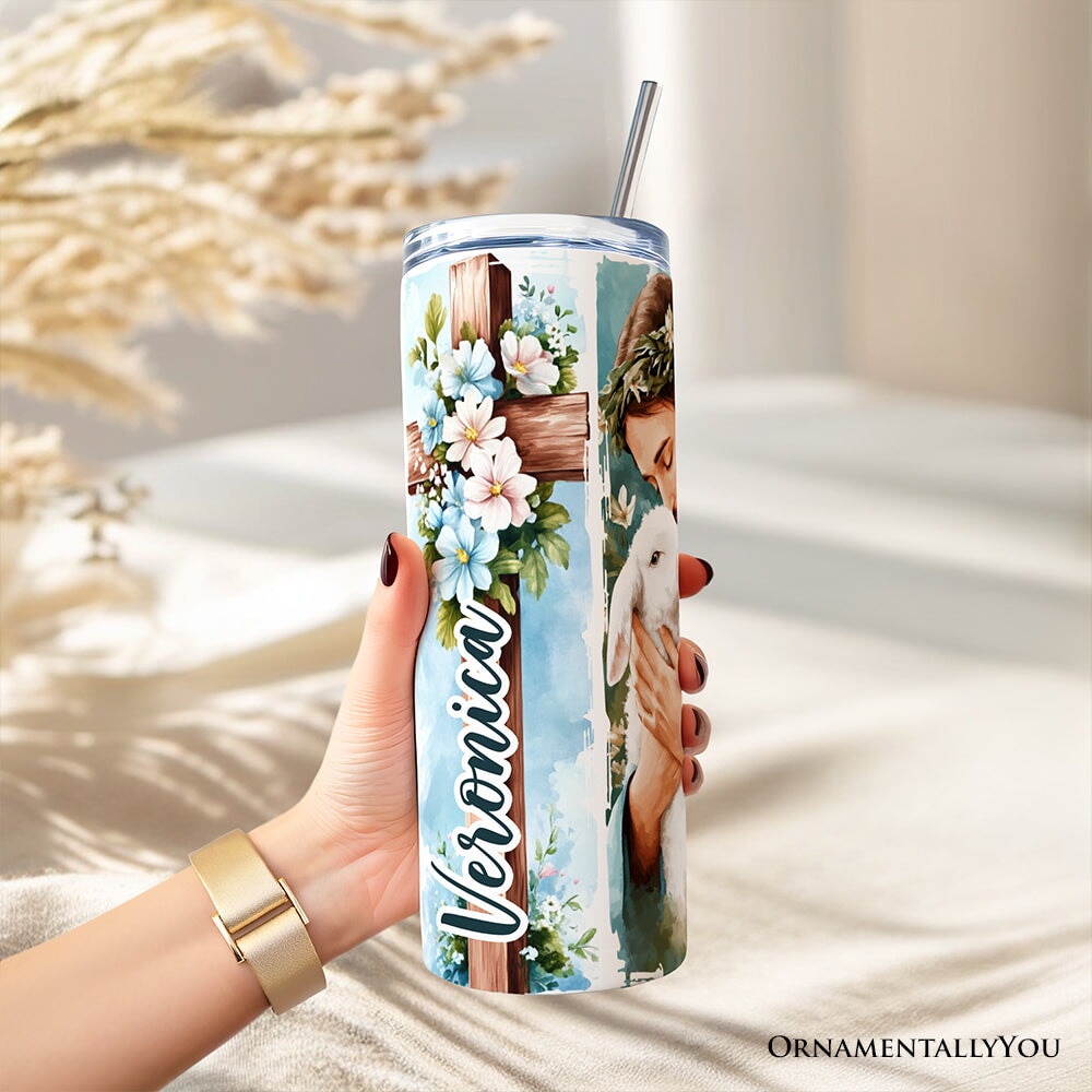 Jesus Has Risen 20oz Personalized Blue Brushstroke Easter Tumbler