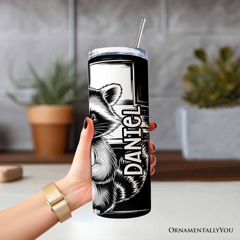Funny Raccoon Dad 20oz Stainless Steel Tumbler, Monochromatic Mug