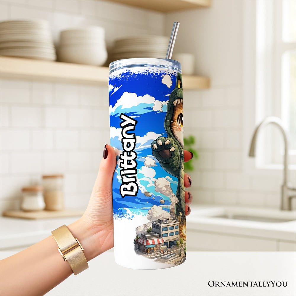 Kawaii Cat Kaiju City Destroyer 20oz Stainless Steel Travel Tumbler