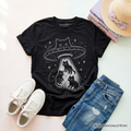 Funny Alien Cat Abduction Space T-Shirt for Kids & Toddlers