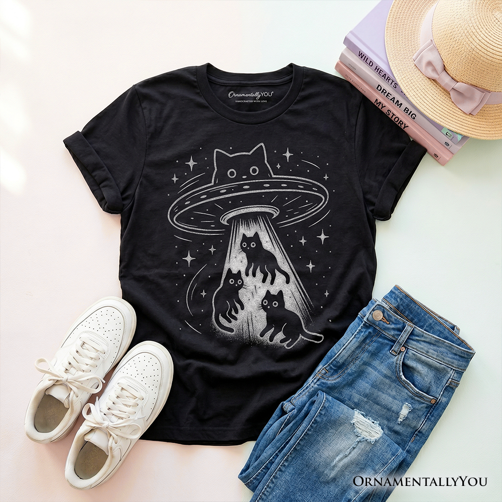 Funny Alien Cat Abduction Space T-Shirt for Kids & Toddlers