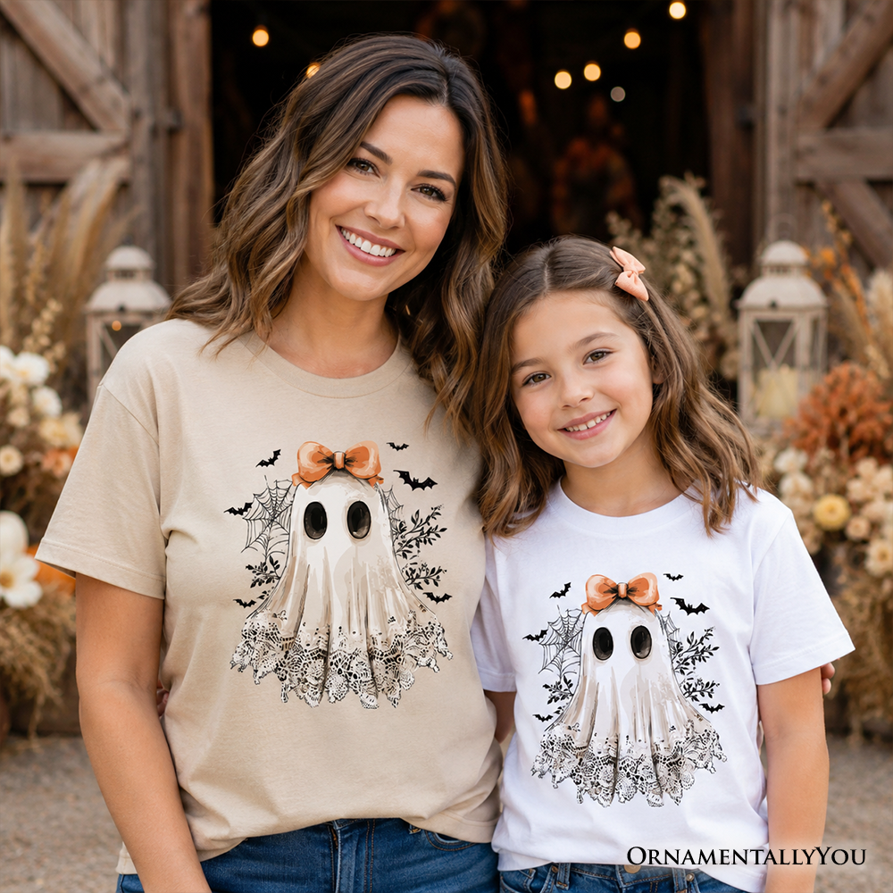 Kids Coquette Ghost Halloween T-Shirt Cute Youth Tee