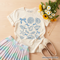 Kids Coquette Seashell Summer T-Shirt, Retro Beach Graphic Tee