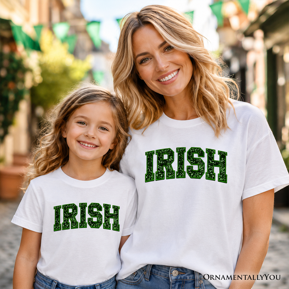Kids Green St. Patrick's Day Sequin Glitter Shamrock T-Shirt