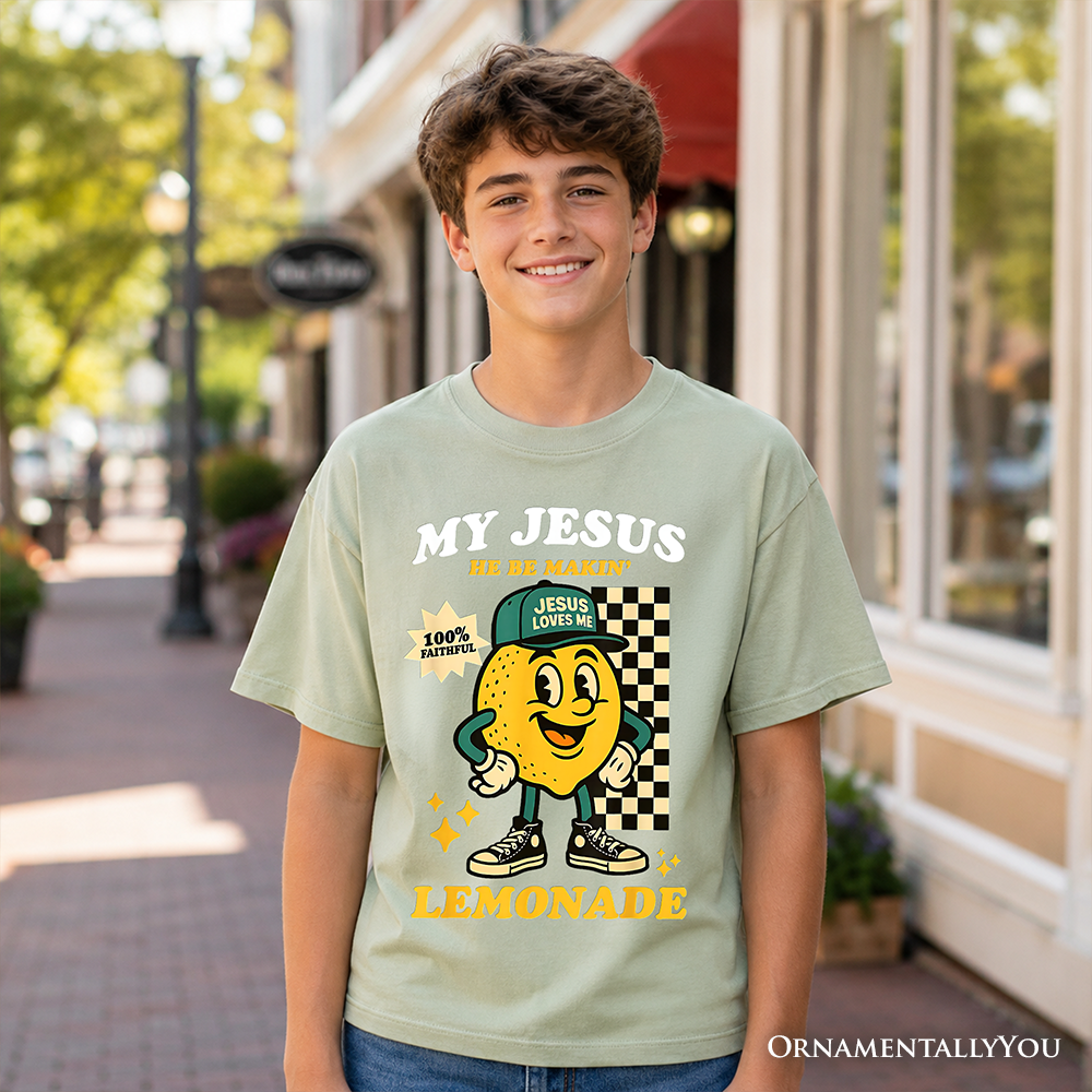 Funny Jesus Lemonade Graphic T-Shirt for Kids - Retro Youth Faith Tee