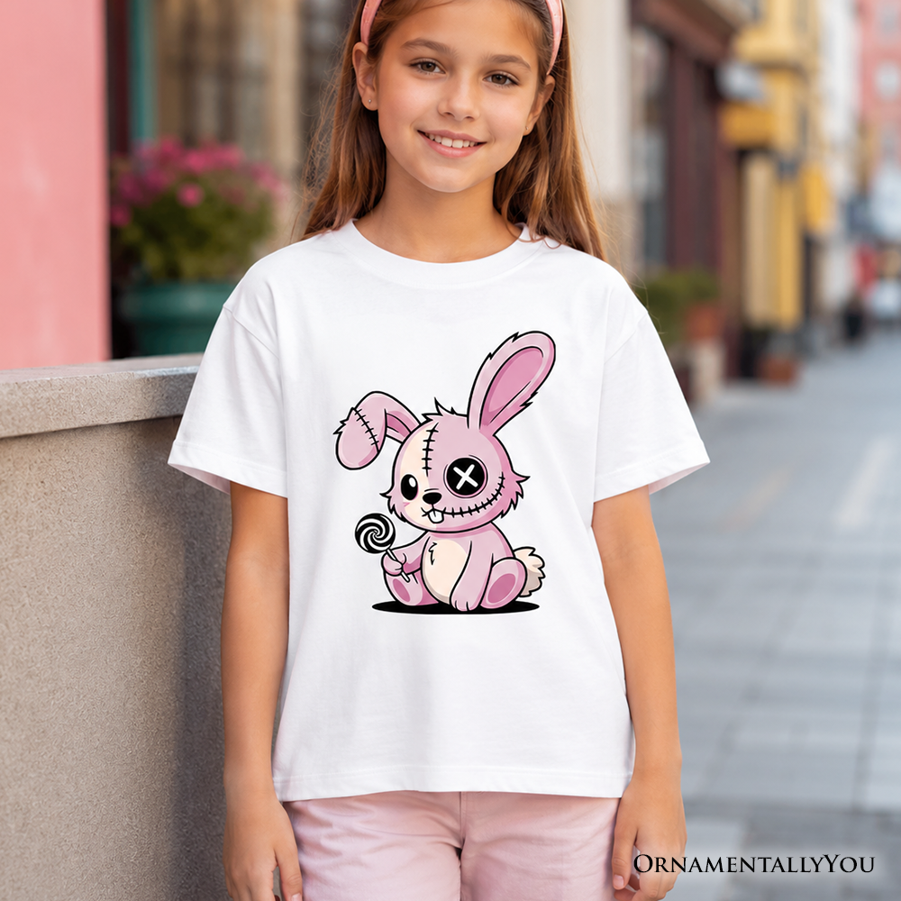 Kids Pink Zombies Bunny Cute Gothic Halloween Graphic T-Shirt