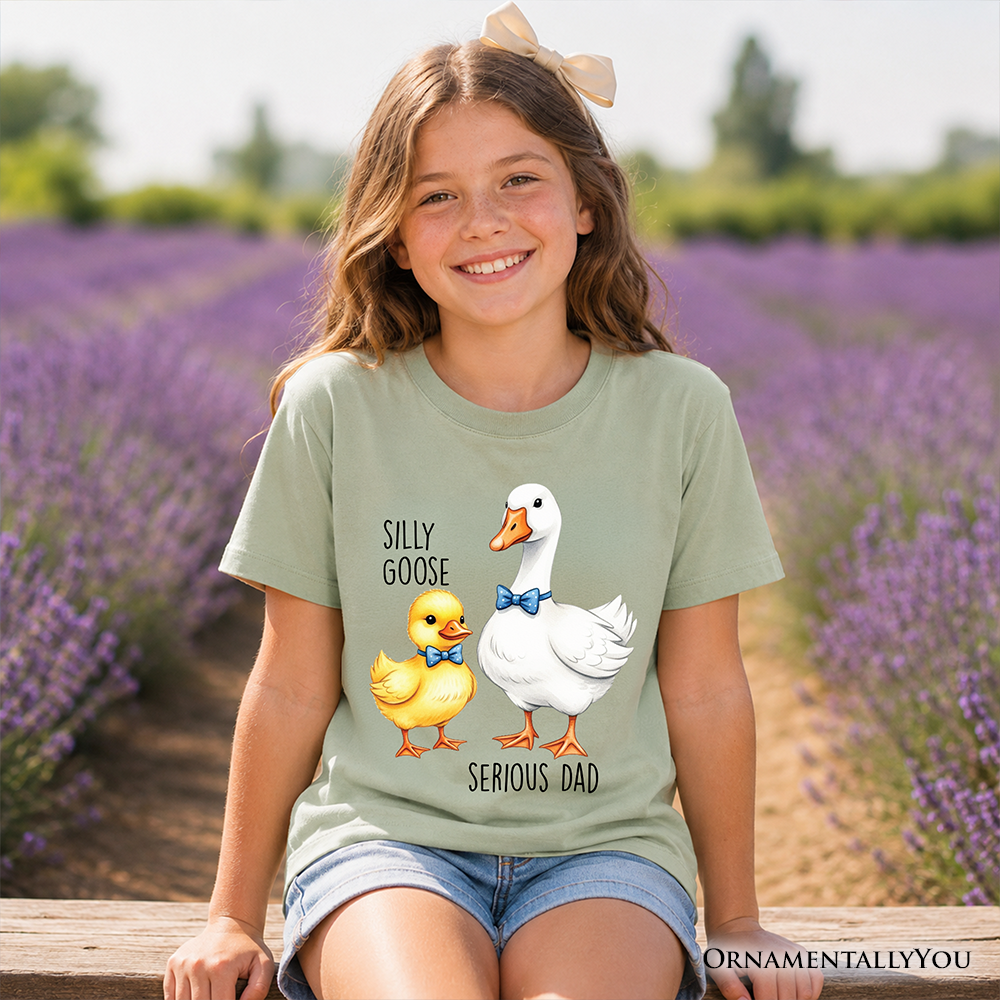 Silly Goose Serious Dad Tie Graphic Kids T-Shirt in Beige Grey White