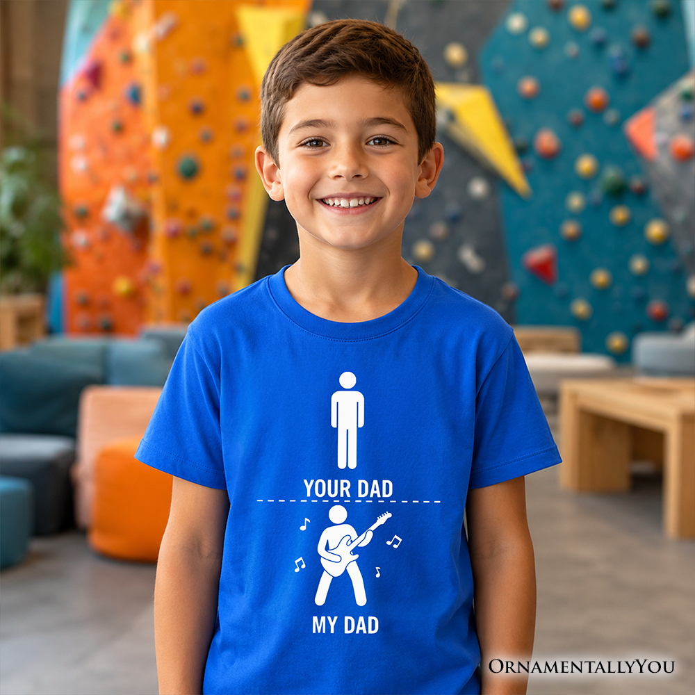 Funny Your Dad Vs My Cool Dad Bass Guitar T-Shirt for Kids