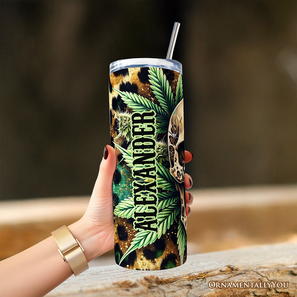 Leopard Skull Weed 20oz Personalized Tumbler - Gothic Style Gift
