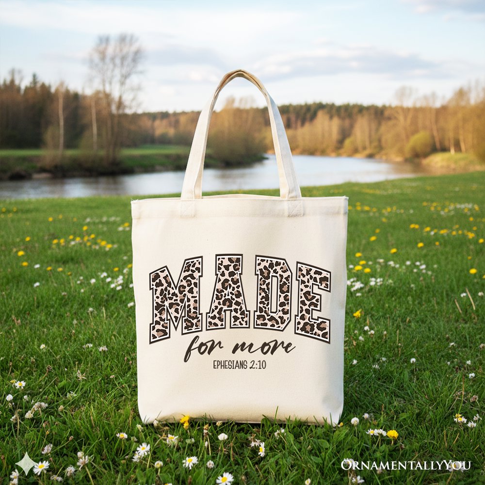 Made For More Leopard Print Canvas Tote Bag, Christian Faith Gift