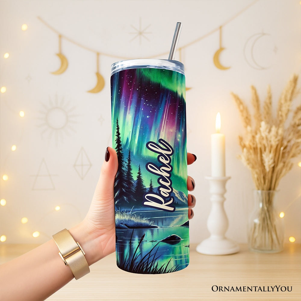 Majestic Moose Under Northern Lights 20oz Personalized Tumbler