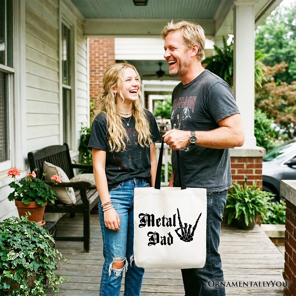 Metal Dad Skeleton Tote Bag - Rock Music Hand Sign Shopper