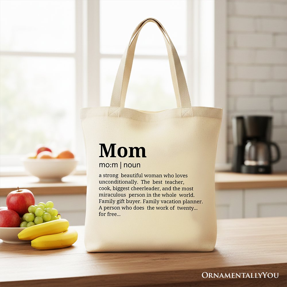 Mom Definition Canvas Tote Bag - Minimalist Cotton Shopper
