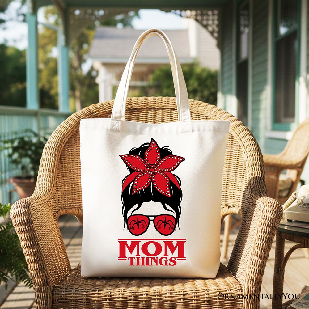 Mom Things Retro Canvas Tote Bag with Red Bandana and Glasses