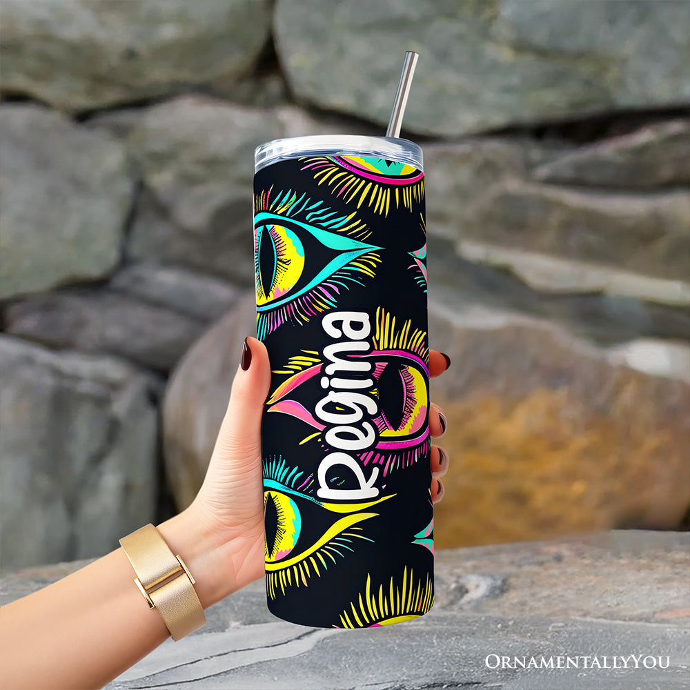 Neon Evil Eye 20oz Stainless Steel Tumbler, Modern Mystical Cup