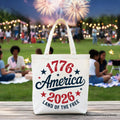 Patriotic 1776-2026 Land of the Free Canvas Tote Bag USA Gift