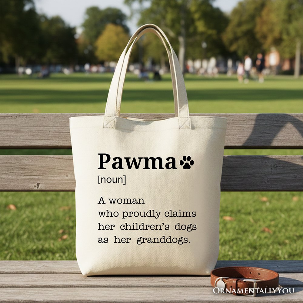Pawma Definition Canvas Tote Bag, Funny Dog Mom Gift Shopper