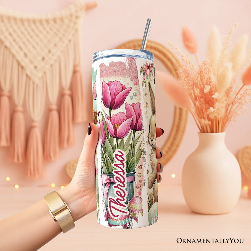 Pink Jesus and Bunny 20oz Personalized Spring Easter Tumbler