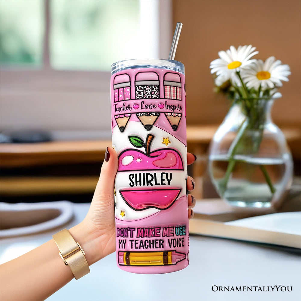 Pink Teacher Life 20oz Personalized Tumbler with Stainless Straw