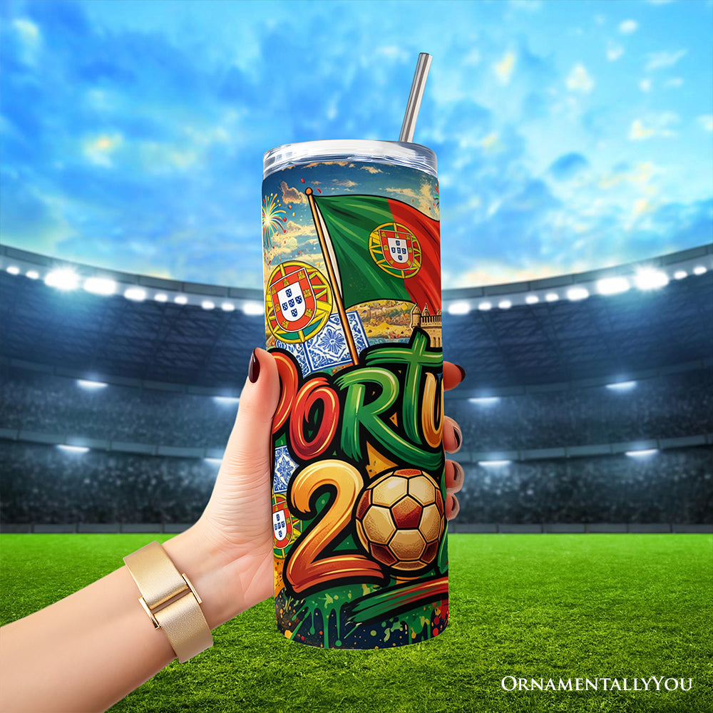 Portugal 2026 Soccer Cup 20oz Stainless Steel Tumbler with Straw