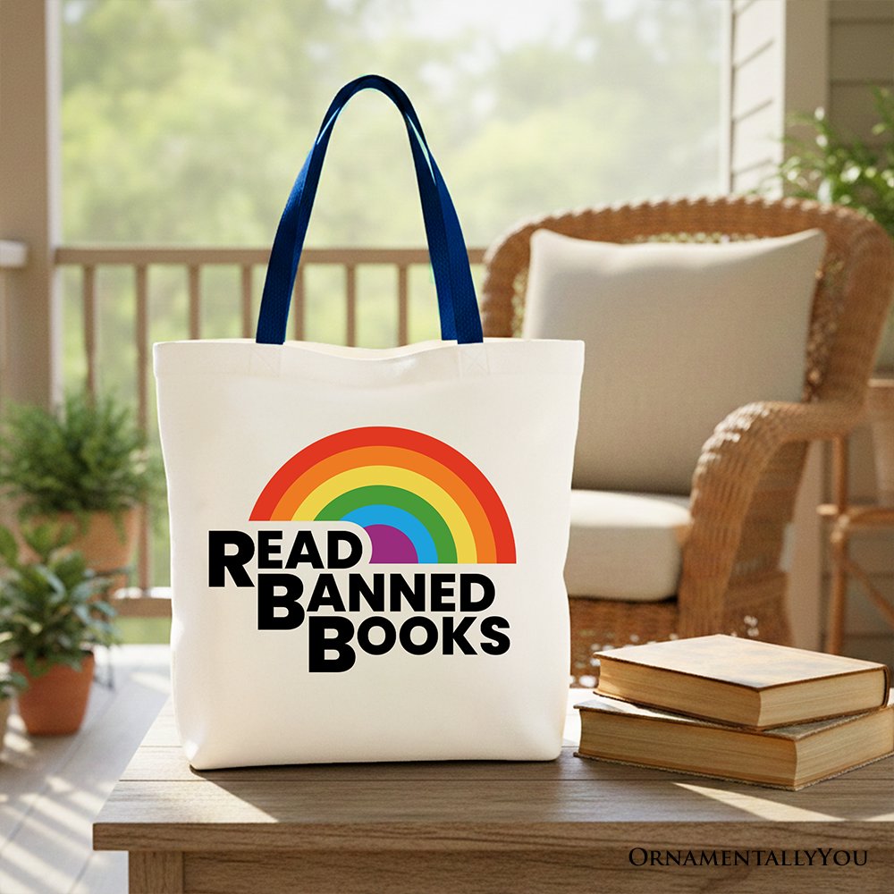 Read Banned Books Rainbow Canvas Tote Bag – Book Lover Library Gift