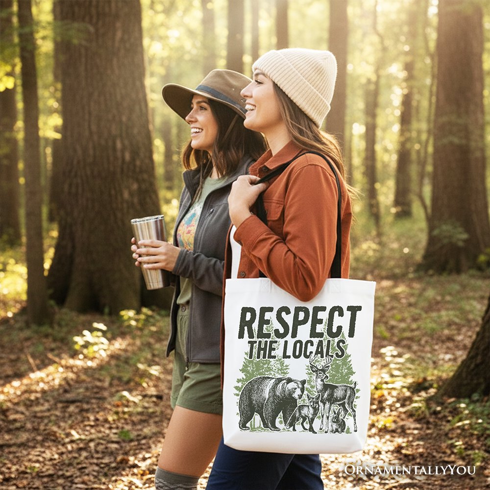 Respect the Locals Nature Canvas Tote Bag - Vintage Outdoorsy
