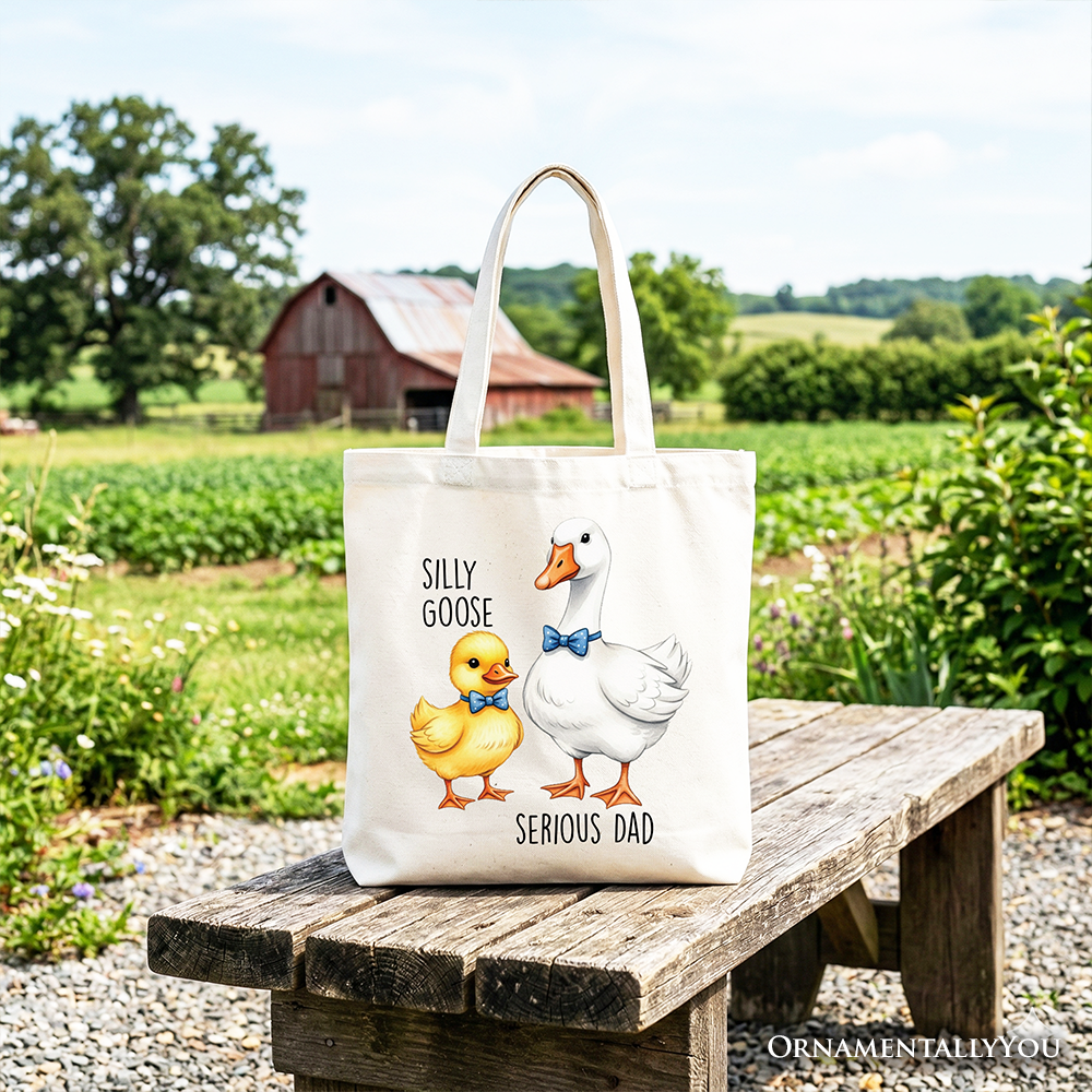 Silly Goose Serious Dad Tie Tote Bag Cute Duo Fathers Gift