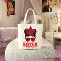 Sister Things Retro Canvas Tote Bag with Red Bandana and Glasses