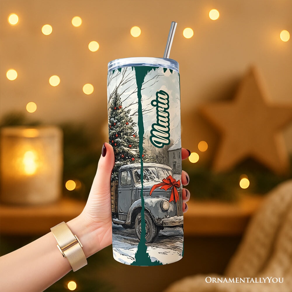 Small Town Christmas 20oz Tumbler, Highland Cow Rustic Western Gift