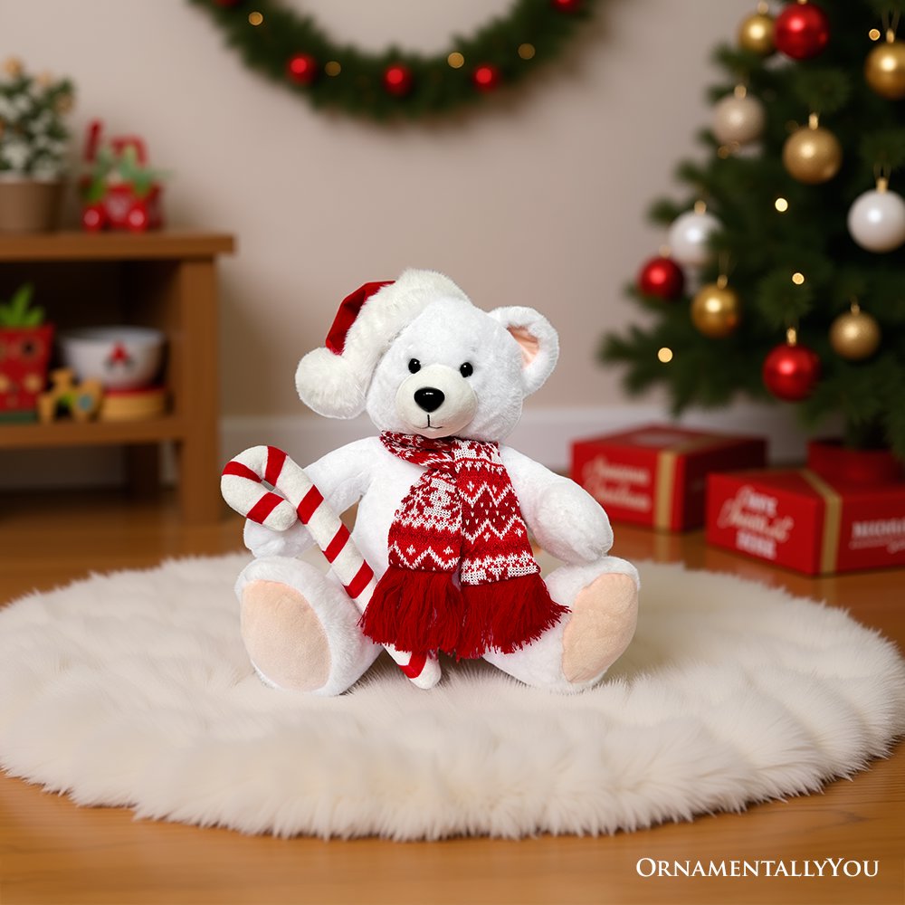 Snowy the Polar Bear Plushie - 12" Christmas Stuffed Toy
