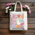 Dilly Dallying Goose Floral Canvas Tote Bag, Whimsical Gift
