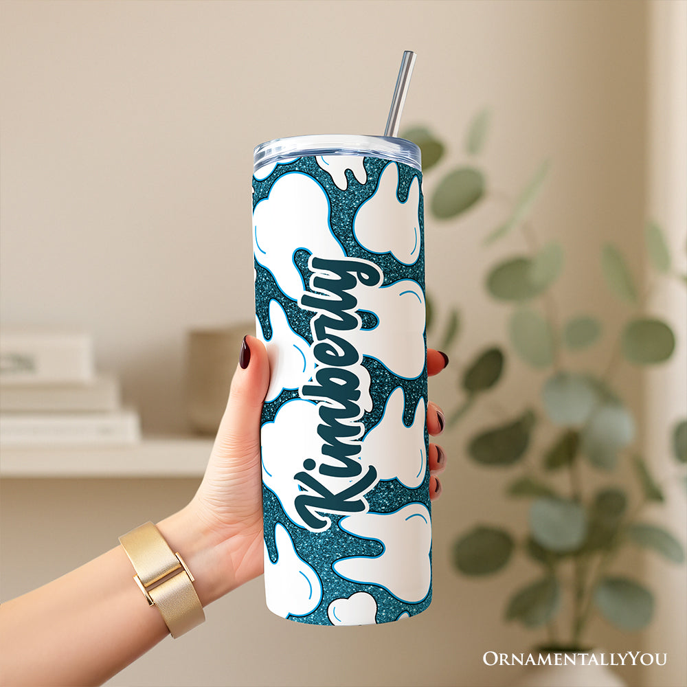 Sparkly Blue Tooth Pattern 20oz Stainless Steel Travel Tumbler