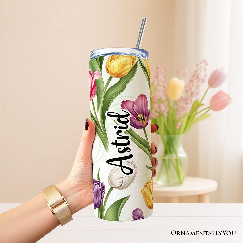 Spring Tulip Garden 20oz Personalized Tumbler with Straw