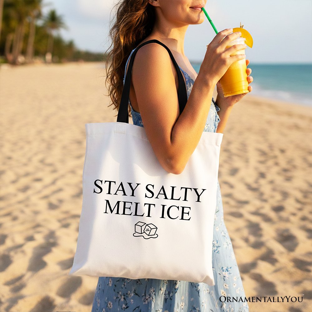 Stay Salty Melt Ice Canvas Tote Bag - Durable Handcrafted Carryall