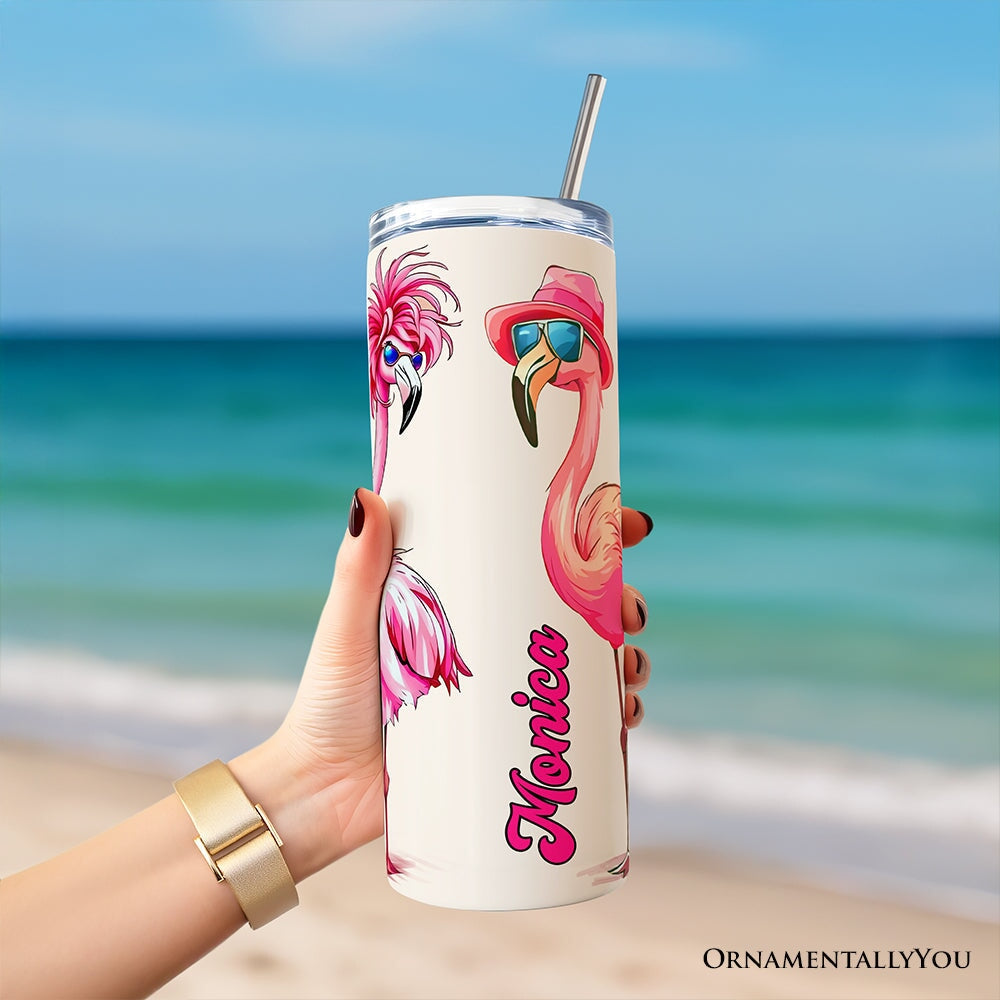 Tropical Flamingo 20oz Personalized Tumbler with Stainless Straw